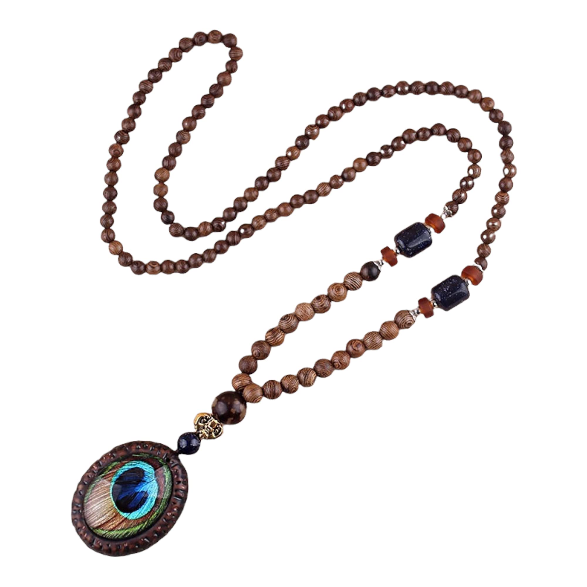 Moira Handmade bead necklace tassel necklace pendant 28 inch Bohemian Fashion for Men & Women (Peacock Feather) (B0B5QN9G3J) Amazon Price History, Amazon Price Tracker