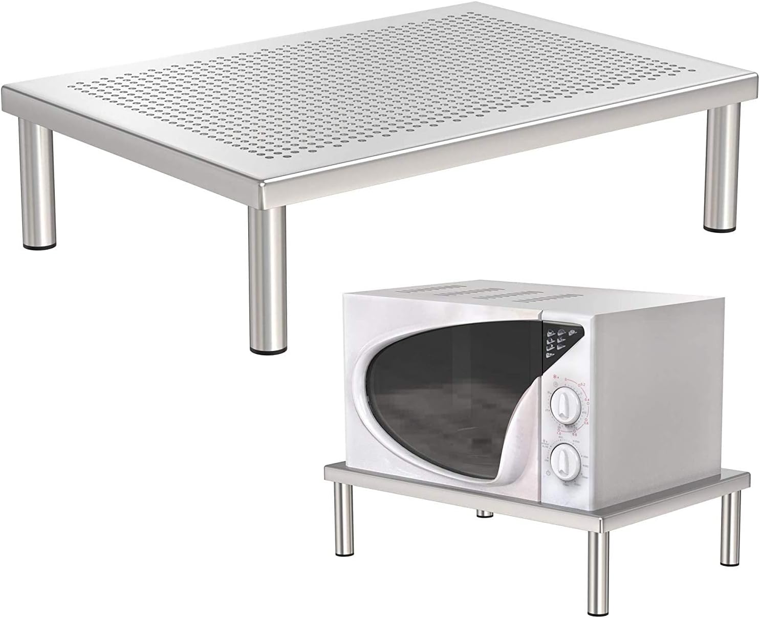 APPUCOCO Heavy Metal Universal Microwave Oven Fix Stand for Kitchen Platform - Floor (Up to 30L) - SILVER