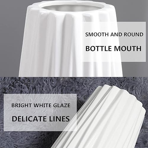 Miniatura 9 de Jarrón de Piso Alto Blanco, Jarrón Grande de Cerámica de 28", Jarrones Decorativos de Flores para Decoración Moderna del Hogar Sala de Estar Oficina