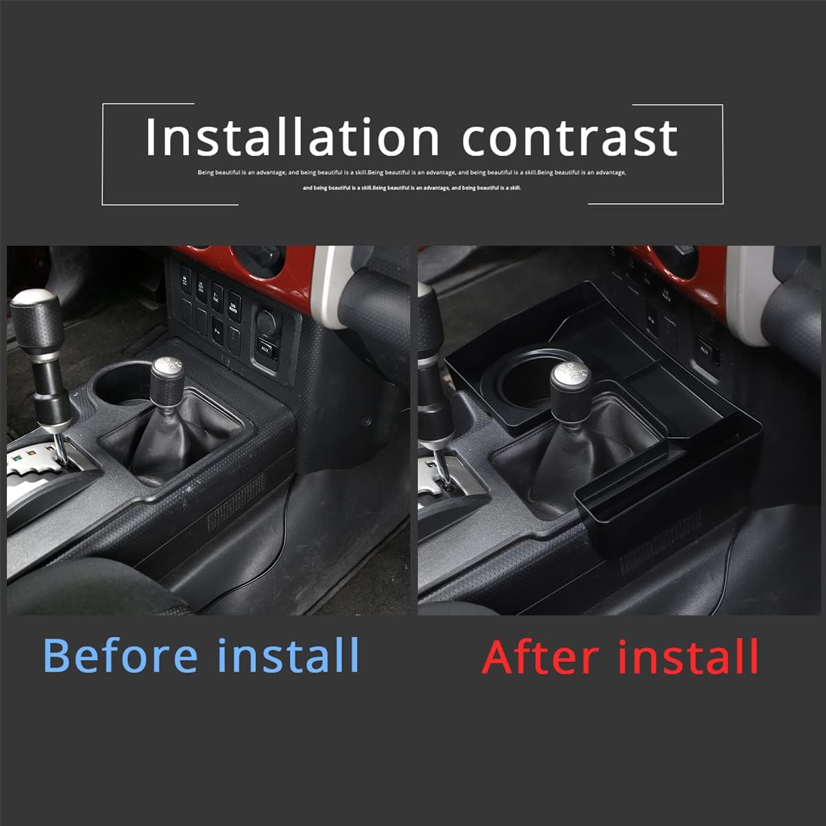 for Toyota FJ Cruiser 2007-2021 car Center Console Side Outlet Storage Bag Trunk Storage Box (Central Control Gear L+U Shaped Storage Box)