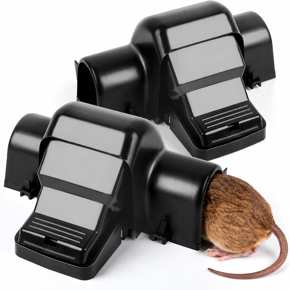 TrapJaw Rat and Chipmunk Traps. Prevents Accidental Triggering with Dual Tunneled Design. Covered Snap Traps for Humane Kill, Reusable, Pest Control for Rats,Outdoor & Indoor Use 2 Pack