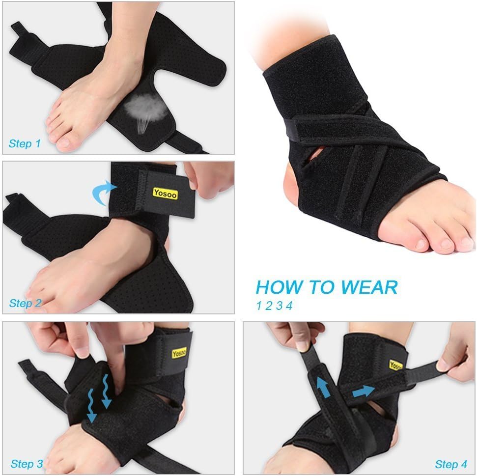 Yosoo Health Gear Yosoo Ankle Brace - Breathable Neoprene Adjustable Compression Ankle Support stabilizer for Ankle Sprain Tendons, One Size, Black
