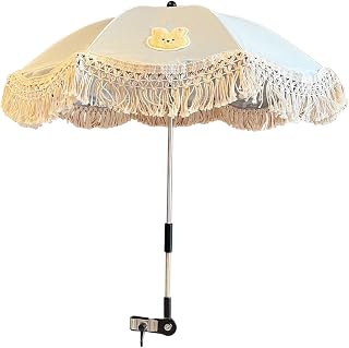Milageto Pushchair Parasol Sun Resistant Adjustable Umbrella with Fixing Clip, Universal Stroller Pushchair,Bike Canopy Umbrella for Pushchair, Rabbit