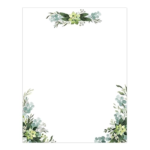 Great Papers! Lush Greenery Letterhead / 80 Floral Sheets 8.5"