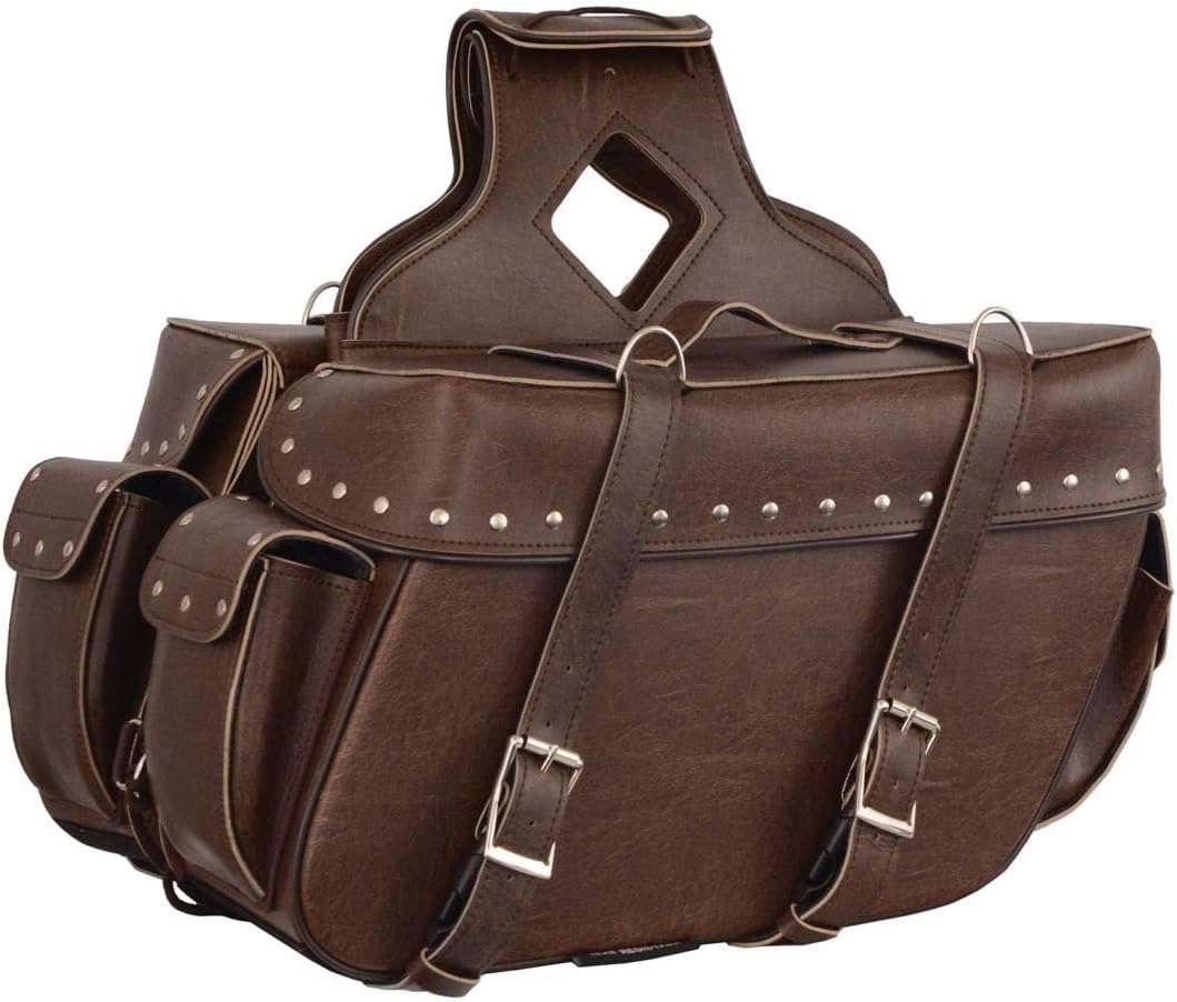 Milwaukee Leather MP8335RT Large Retro Brown PVC Zip-Off Throw Over Saddlebags