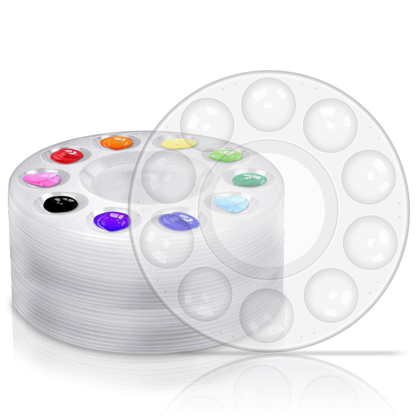 inifus 22 PCS Clear Paint Tray Palettes for Kids or Birthday Painting Party, Clear Acrylic Artist Paint Tray Palette, Acrylic Oil Watercolor Craft