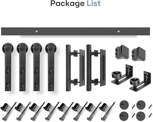 Miniatura 7 de EaseLife Kit de riel y manija de puerta corredera doble de 10 pies, resistente, polea recta, se desliza suavemente silenciosamente, fácil de