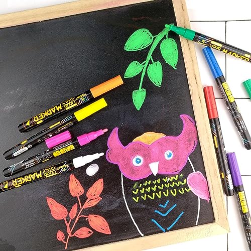 YWLUUOO 8 Pieces Highlighter Pen Pack of 8 Colorful Erasable Liquid Chalks Fluorescent Window Glass Paint Pens Whiteboard Marker Pens for Chalkboard Erasable Chalk Markers Whiteboard Dry Erases - Image 6