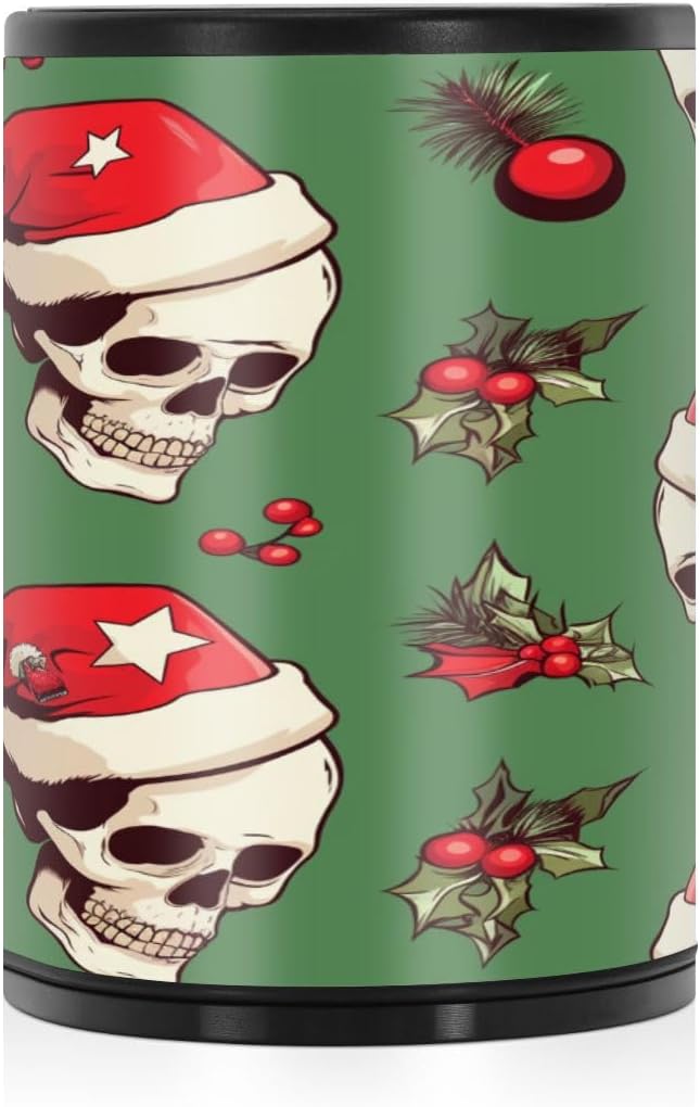 Christmas Skulls Decorative Outdoor Ashtrays For Cigarettes with lid smell proof Stainless Steel Portable Smokeless Car Accessories Car Ash Tray Smell Proof for Car Cup Holder Office Travel