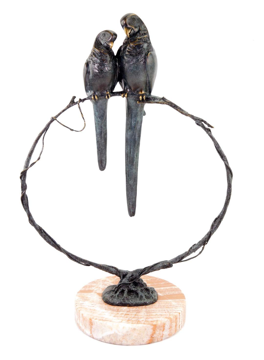 Kunst & Ambiente - ponumerowana statuetka z brązu - limitowana rzeźba zwierząt - Pa(aar) pagei - sygnowany Milo - wysokość: 57 cm - zielona - para papugi - figurka ptaków - rzeźba designerska - papuga - 100% brąz