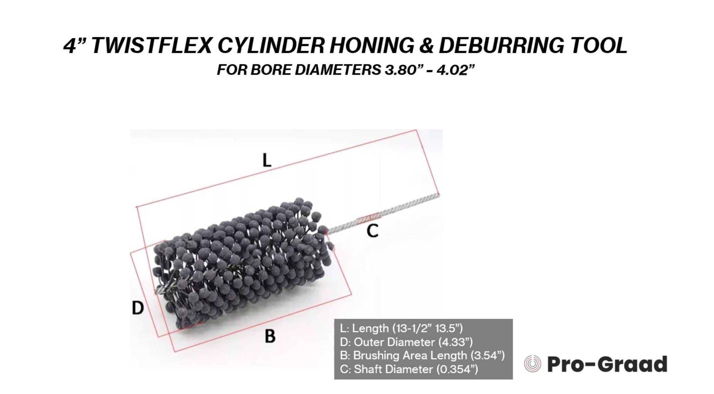 Pro-Graad TwistFlex Cylinder Hone | 4” Flexible Cylinder Honing & Deburring Tool | 4