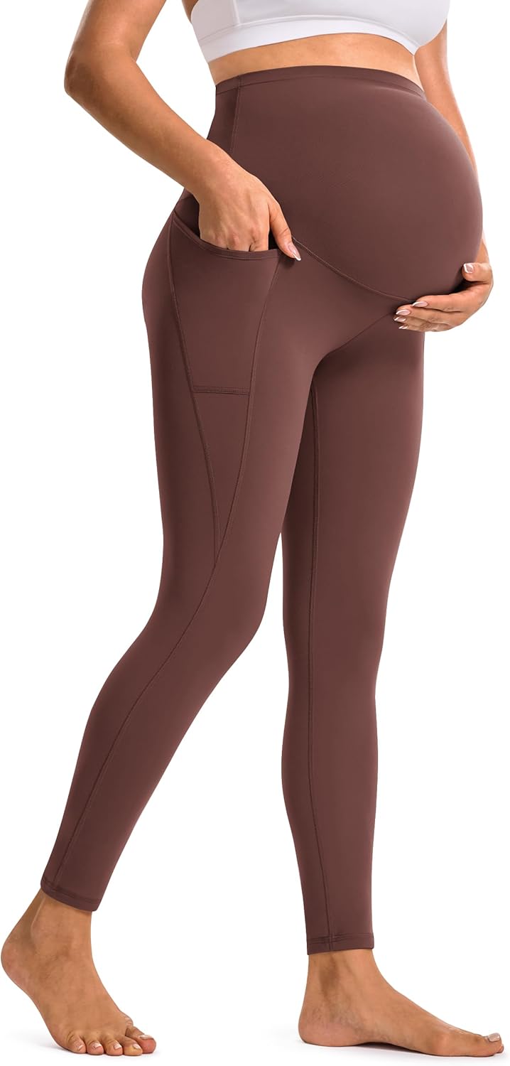 BAYDI Clouduxi Maternity Leggings with Pockets Over The Belly 25" - Buttery Soft Yoga Workout Active Pregnancy Pants
