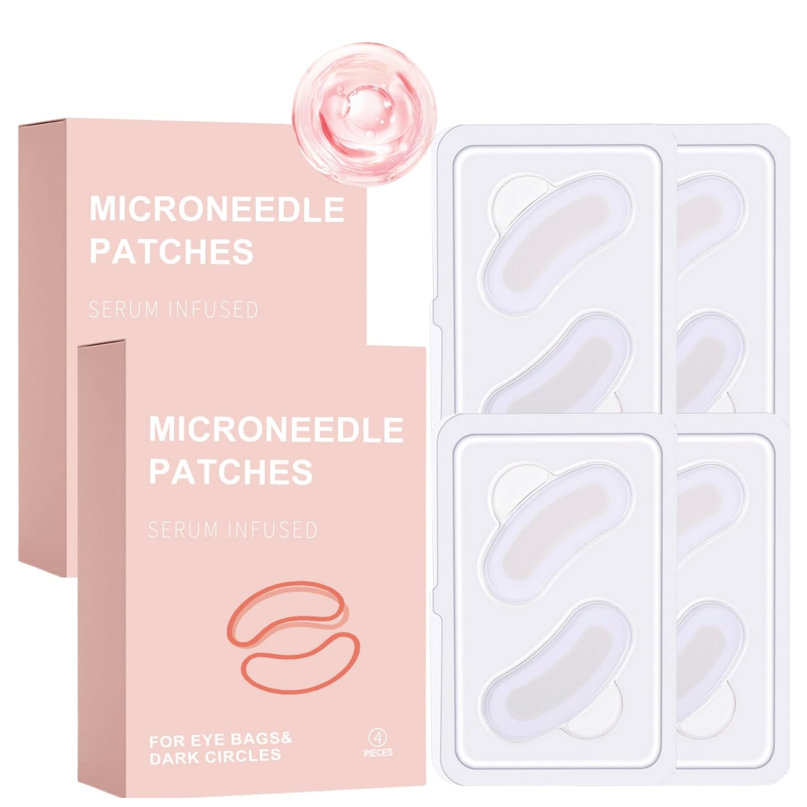 Patches per Microneedling 4 Paia, Patches per Microneedling per gli Occhi Contro Borse e Rughe, Pad per Occhi per Microneedling Contro Occhiaie, Set di Microneedling all'Acido Ialuronico Riduce Rughe