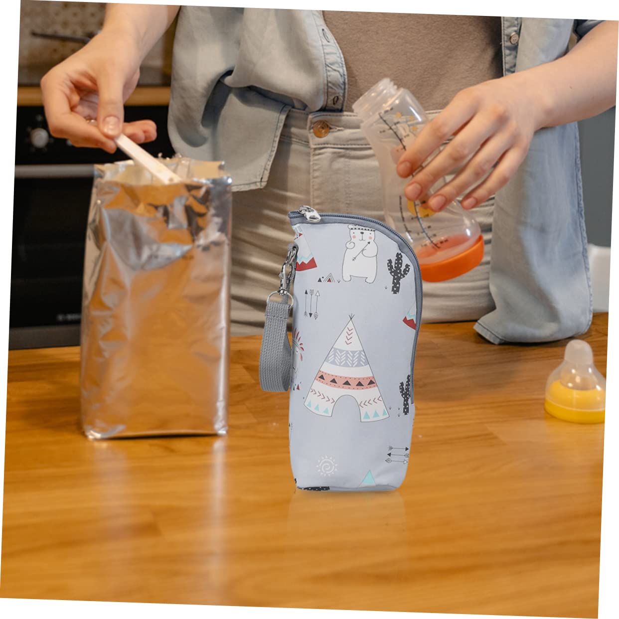 ibasenice 4pezzi Borsa Termica Per Bottiglie Di Latte Per Ragazzo Ragazza Sacchetto Isolato Per Conservazione Materiale Oxford Resistente Con Manico Per Passeggino e Chiusura Zip Per Uso