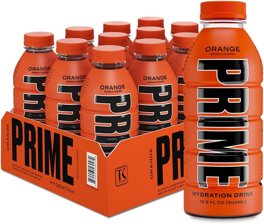 PRIME Hydration ORANGE | Sports Drinks | Electrolyte Enhanced for Ultimate Hydration | 250mg BCAAs | B Vitamins | Antioxidants | 2g Of Sugar | 16.9 Fluid Ounce | 12 Pack