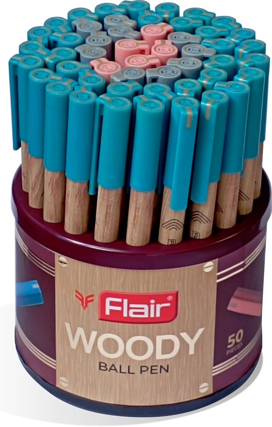 FLAIR Woody Pack Of 50 Ball Pens|Multicolor