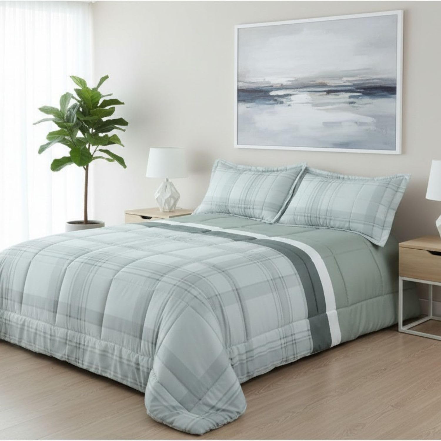 DONATELLA EDREDÓN Estampado Reversible - 135 cm., Gris-Squares