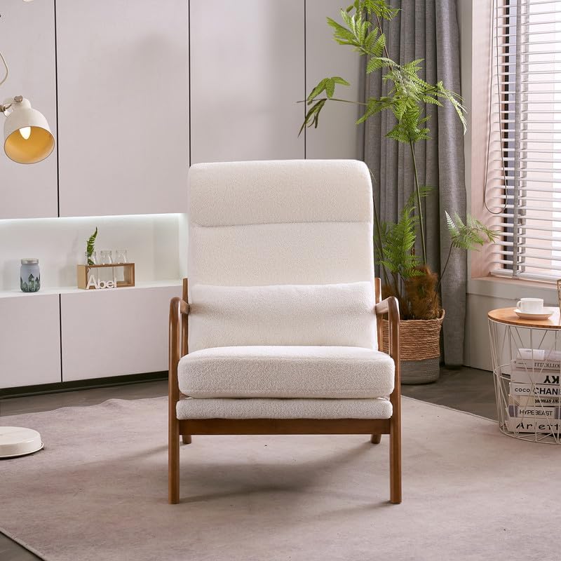 Miniatura 5 de High Back Accent Chairs for Living Room Arm Chair Mid-Century Modern Chair w Pillow,Single Lounge Armchair Comfy Reading Chair for