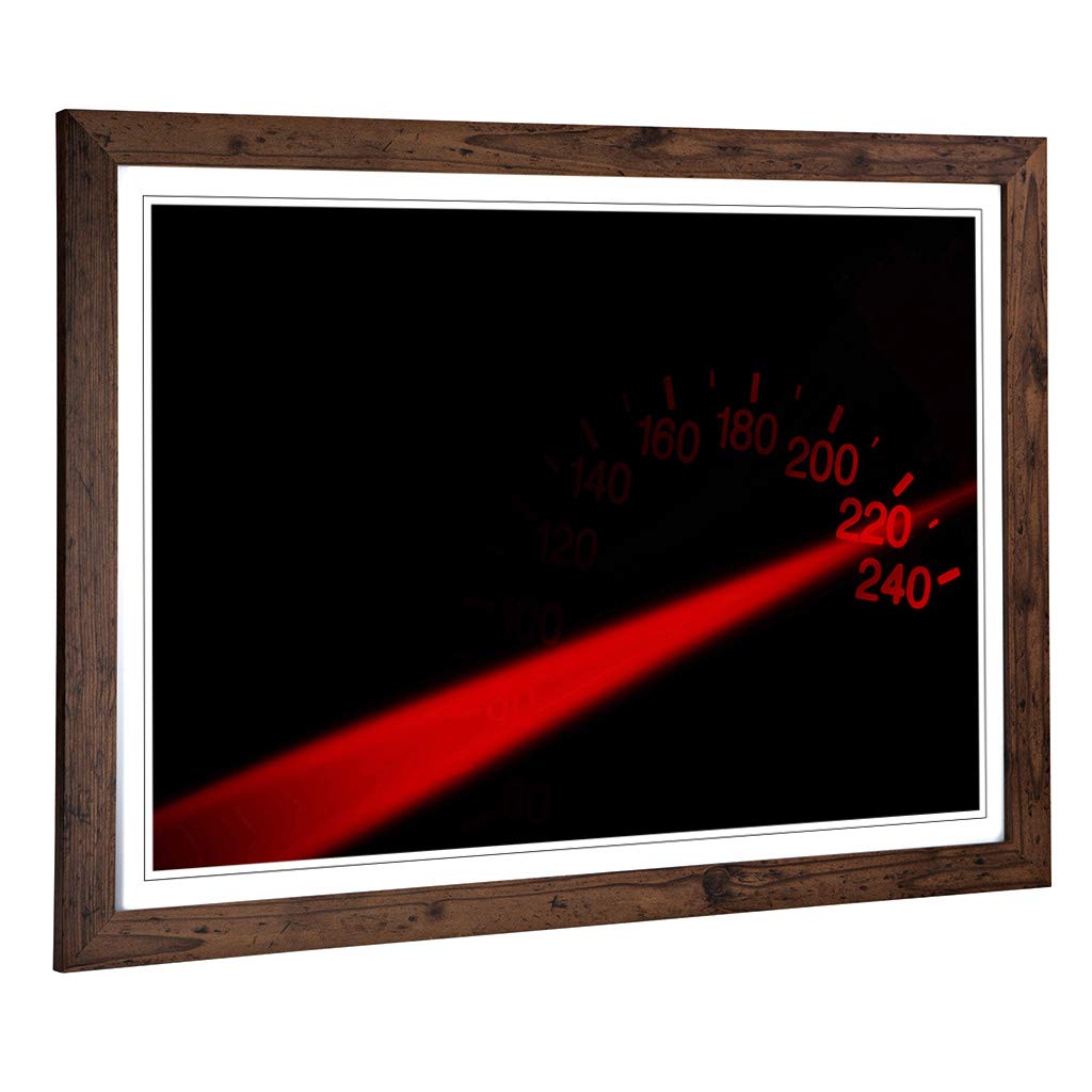 Big Box Art Framed Print of Speedometer MPH (1) Design | Wall Art Picture | Home Decor for Kitchen, Living, Dining Room, Lounge, Bedroom, Hallway, Office, Walnut, A2 / 24.5x18 Inch / 62x45cm