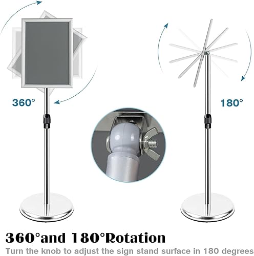 Miniatura 4 de Soporte de letrero ajustable para exhibición, soporte de pedestal de señalización con base resistente, para publicidad exterior o interior (8.5 x 11