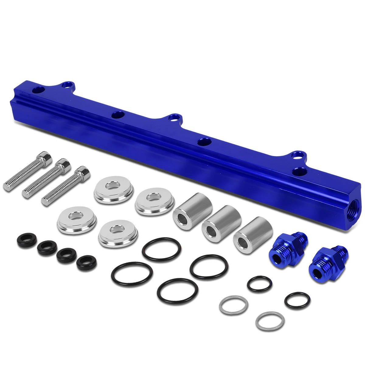 Compatible with Integra/Civic Si/Del Sol/CR-V/Prelude Top Feed High Flow Fuel Injector Rail Kit (Blue) - B16-20 EK EM DC