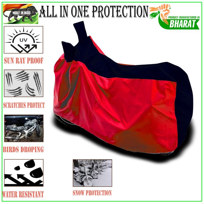 Image of DUFFEL-Two Wheeler Bike Body Cover Compatible for Tvs Apache 200 Heat Protectio /UV-Rays /Birds Dropping /DustProof /Waterproof Indoor Outdoor and Parking Full Body Protection All Variants [Red & Black]