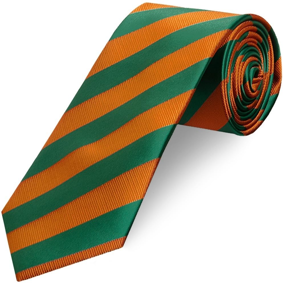 TIES R US Orange and Green Striped Classic Men's Tie