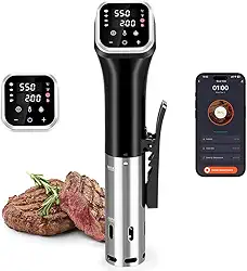 Zenkon 220V Sous Vide, Cozedor Sous Vide de 1100w com Tela Touch LED, Aquecimento Rápido e Super Silencioso, Pode Ser Conectado ao WiFi e Usado com App, Plugue Brasileiro