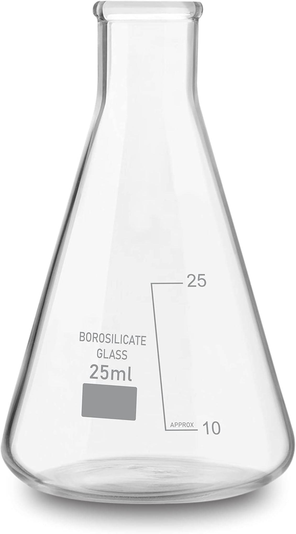 Bello Borosilicate 3.3 Glass Conical Flask 25 ml with Graduation Marks, Pack of 1 Conical Flask for school collage chemistry lab laboratory