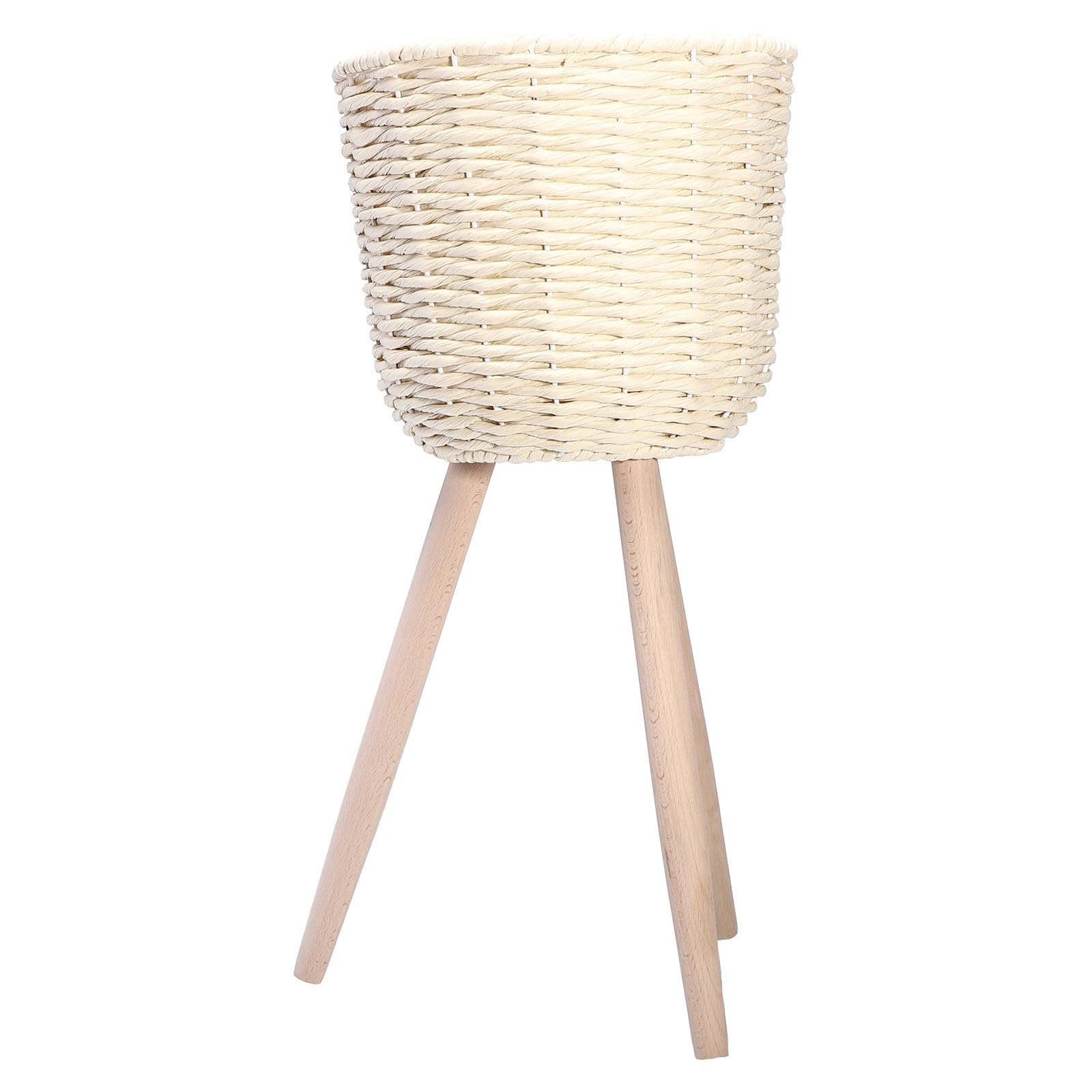 Portavaso da Terra in Rattan con Supporto in Legno 1 Pezzo
