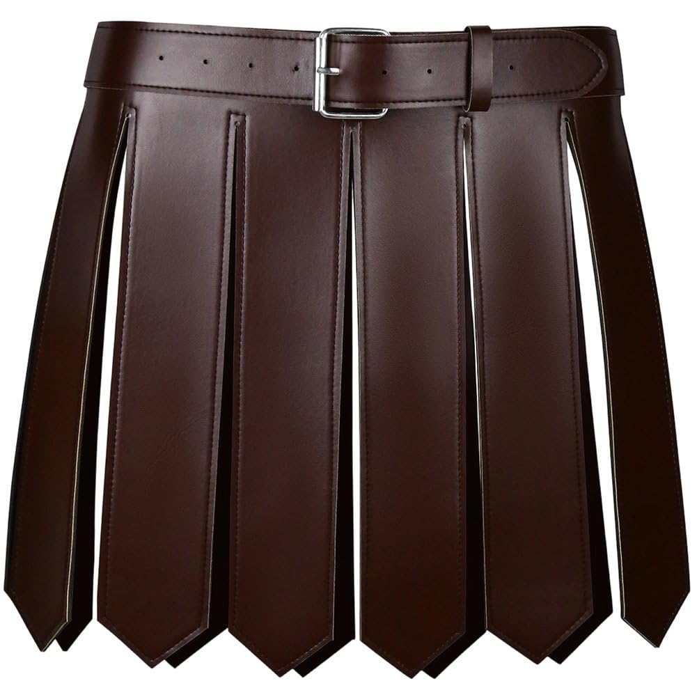 Bemvp Men's Gladiator Costume Roman Soldier Cosplay Pu Leather Gladiator Kilt Skirt Punk Style Skirt Belt for Party Carnival Cosplay — image 1