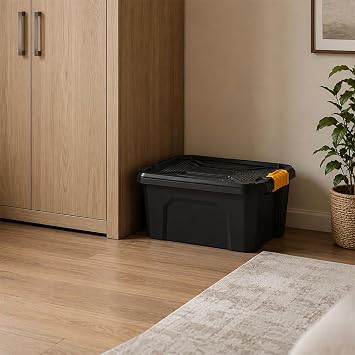 20 Litre Sert Plastik Tek Bölmeli Organizer Kutu, Saklama Kabı - Ev Araba Saklama Kutusu - Ev Banyo Düzenleyici, Dolap Düzenleyici, Saklama, Kutu, Organizer, Eşya Düzenleme,Darbeye Dayanıklı