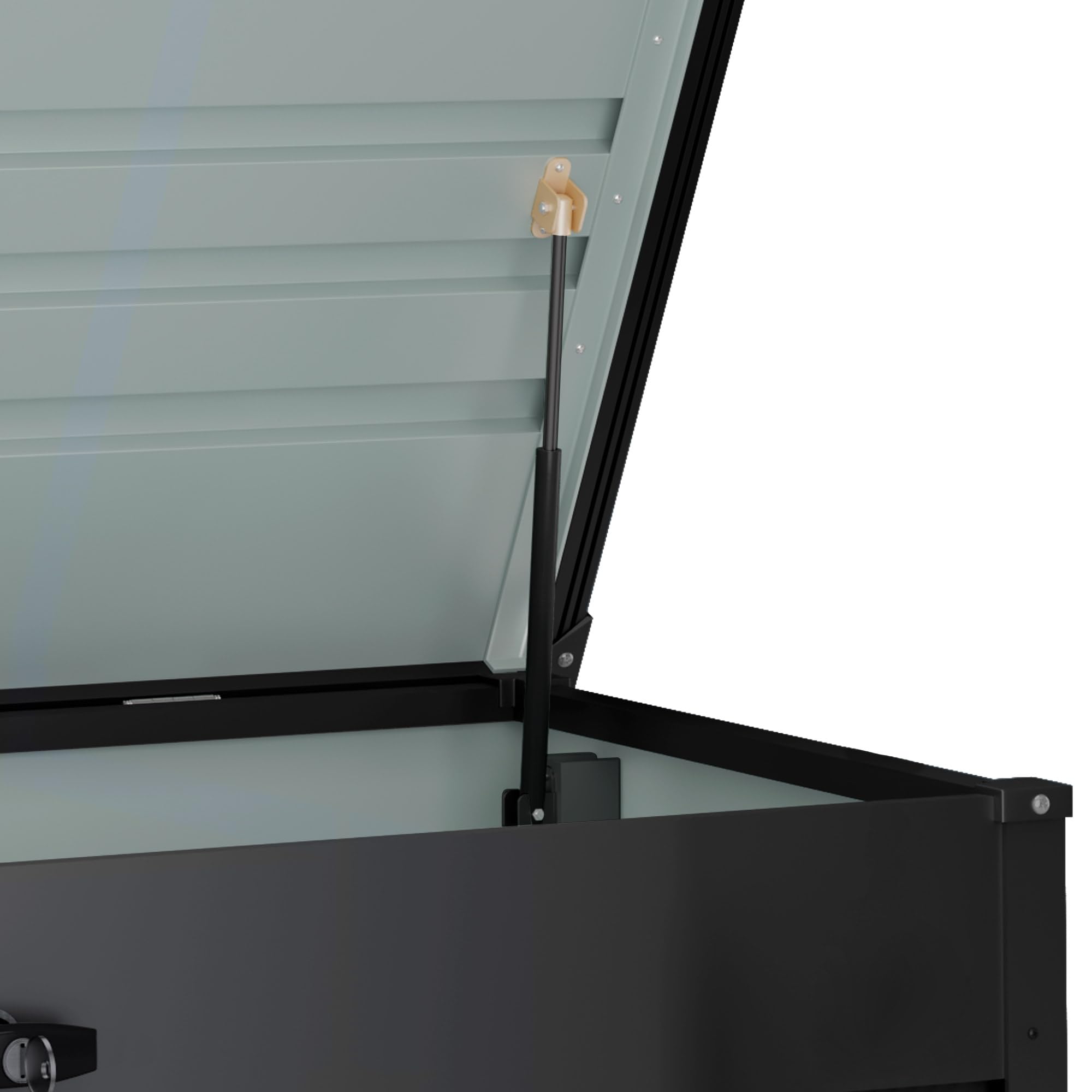 Hoggar Box da giardino in metallo, XXL, 716 litri, spessore 0,40 mm, resistente alle intemperie, per esterni, chiave inclusa, coperchio pieghevole, fondo incluso, cassapanca da giardino, impermeabile,