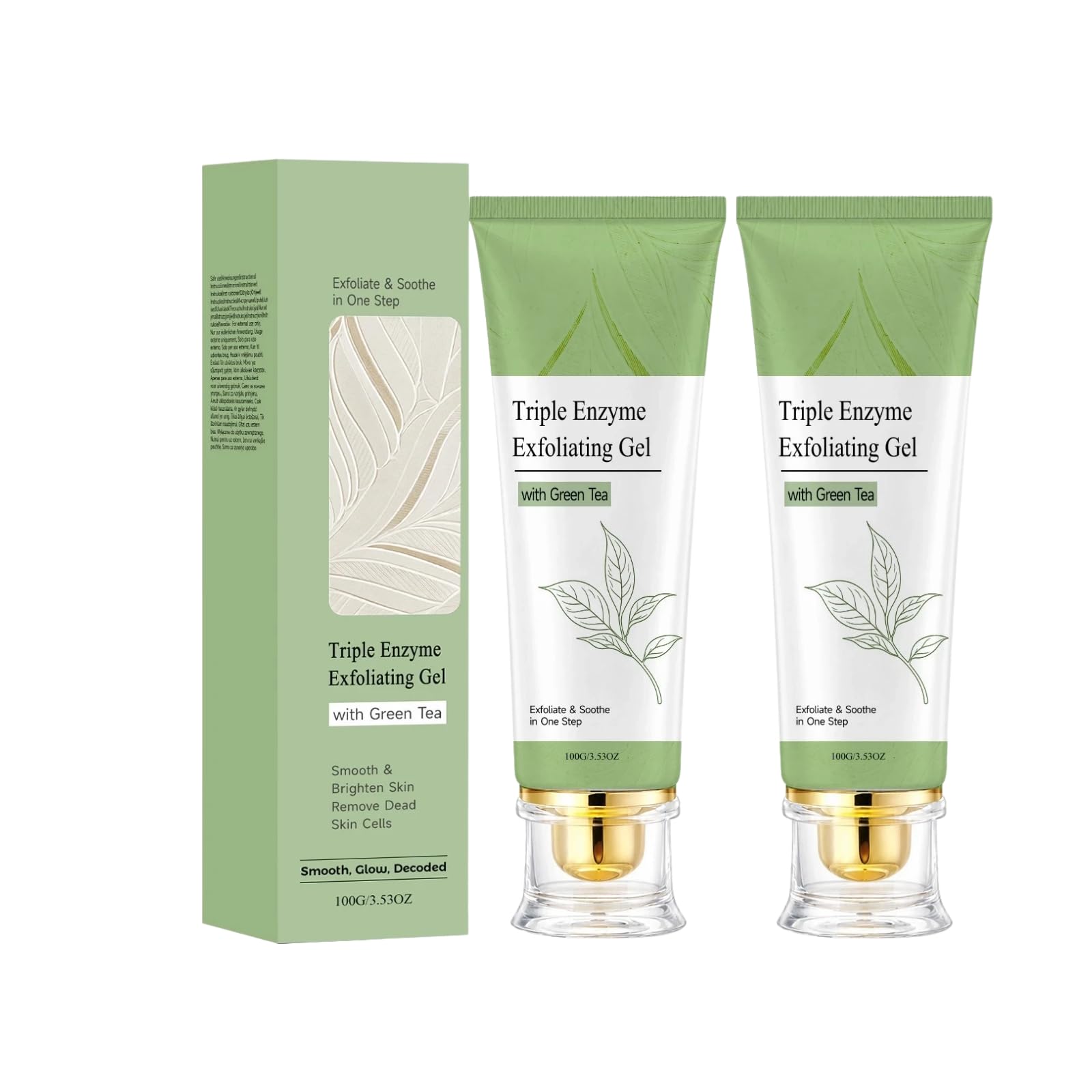 Enzympeeling Gel mit Grüntee, Gesichtspeeling für glatte Haut, 100 g,2PCS | Für die wöchentliche Pflegeroutine: Geltextur für Gesicht, Hände, Ellbogen, Knie und Fersen
