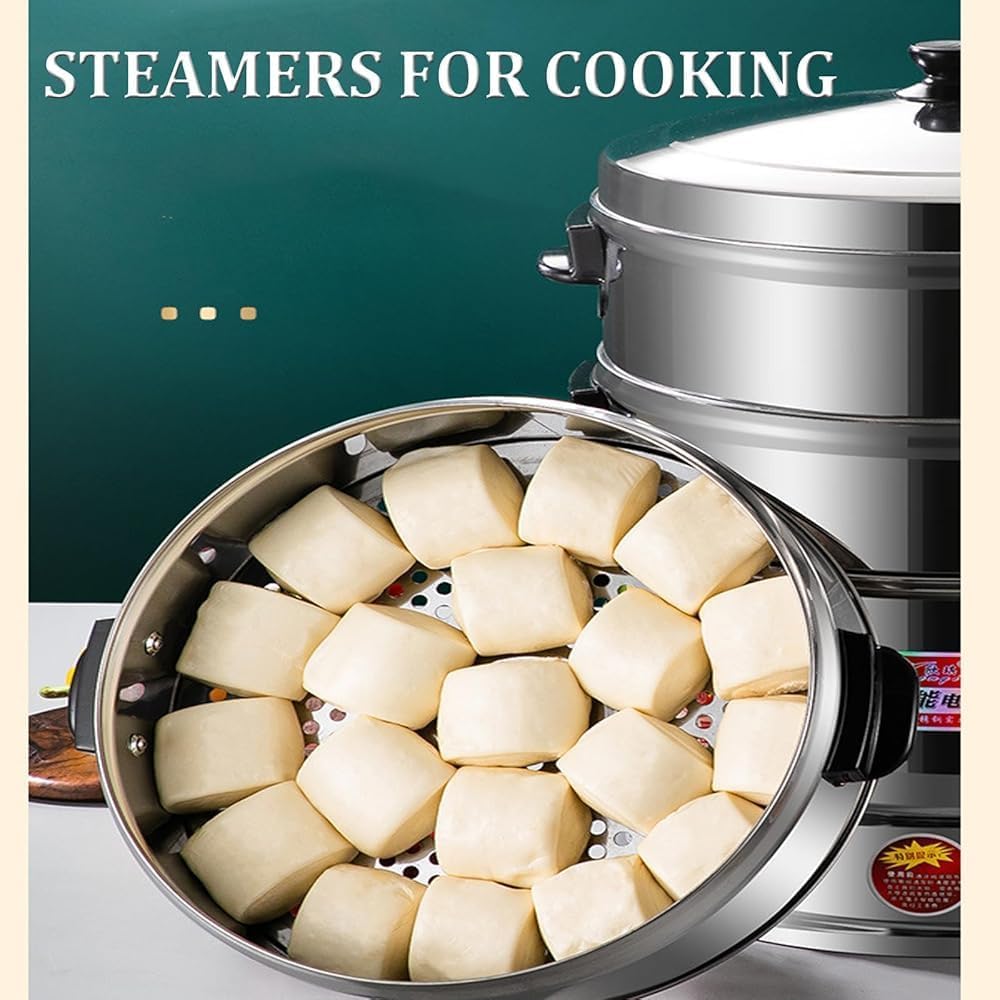 Vaporiera con 3 ciotole rimovibili, controllo automatico del riscaldamento, design compatto per una cottura sana di carne, gnocchi, riso