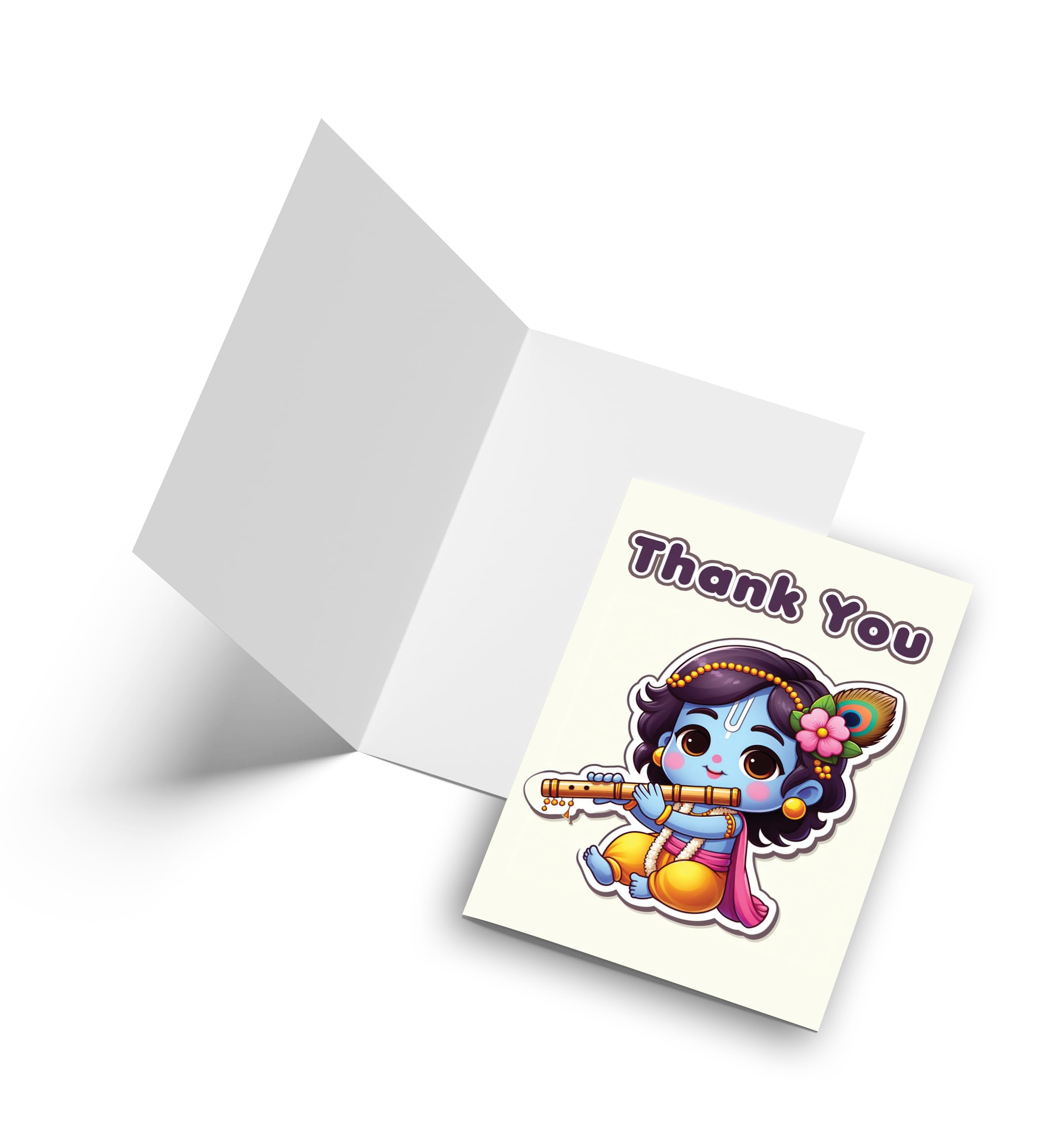 SKAISTA 54 Krishna Thank You Cards Pack of set Notecards Janmashtami For Thanking Guests Attending Events Wedding Birthday Party Small Business Kishan (54, Krishna) 2