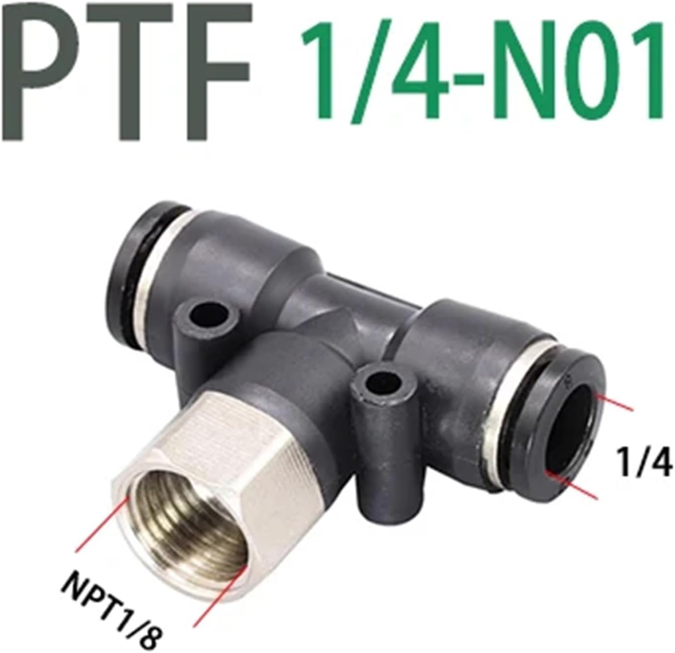 1pcs PTF Pneumatic Quick Connector N1/8" 1/4" 3/8" 1/2" NPT Internal Thread T-shaped tee British Pipe 5/32 1/4 5/16 3/8 PU Air Pipe(PTF 1l4-N01(NPT1l8))