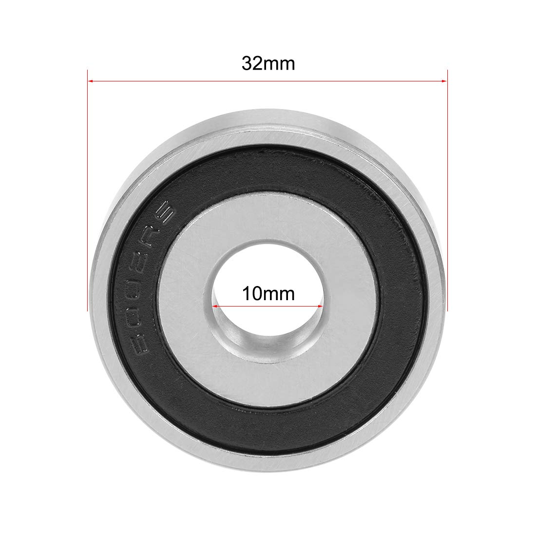 sourcing map LR200-2RS łożysko kulkowe zwykłe 10x32x9mm 6002/10-2RS podwójnie uszczelnione łożyska ze stali chromowanej (Z2 dźwigni)