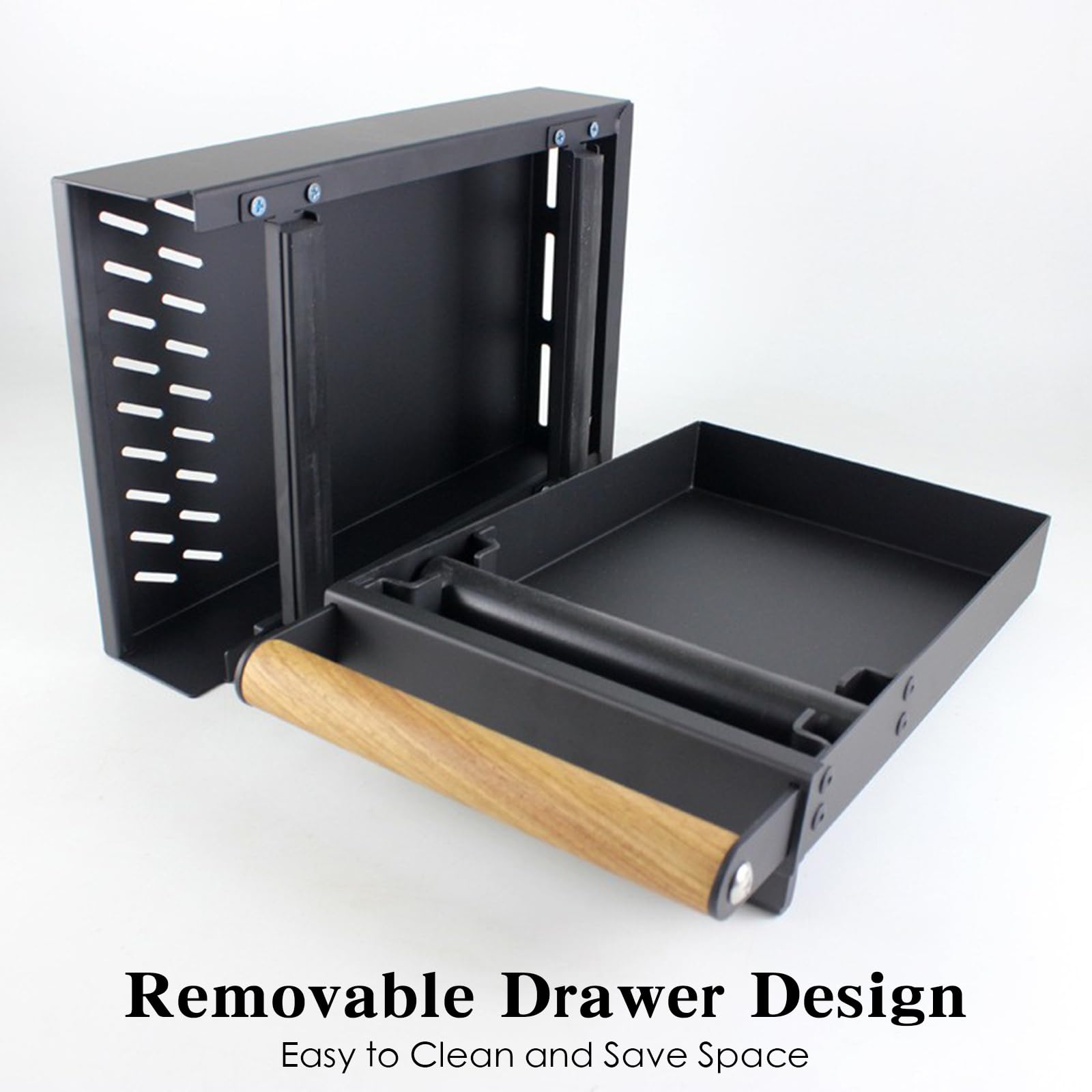 Caja de golpeteo de cajón con asa, contenedor desmontable de acero inoxidable, contenedor de café extraíble, absorbe los golpes y duradero estilo barista, palo de golpeteo desmontable, mango de madera