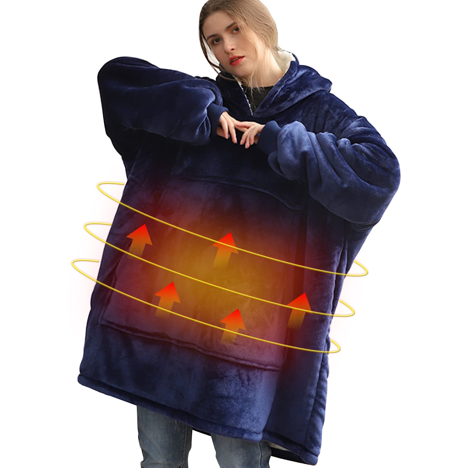 Amazon.com: WOOLALA USB Heated Wearable Blanket, Oversied Lazy Hoodie with  Large Heating Area on Back Cozy Sherpa Sweatshirt Therapy Heat Blacket with  Hood for Sofa/ Bed/ Nightwork/ Outdoor : Home u0026 Kitchen