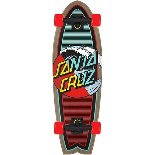 Santa Cruz Classic Wave Splice Dot Shark Cruiser Skateboard, 27" x 8.8"