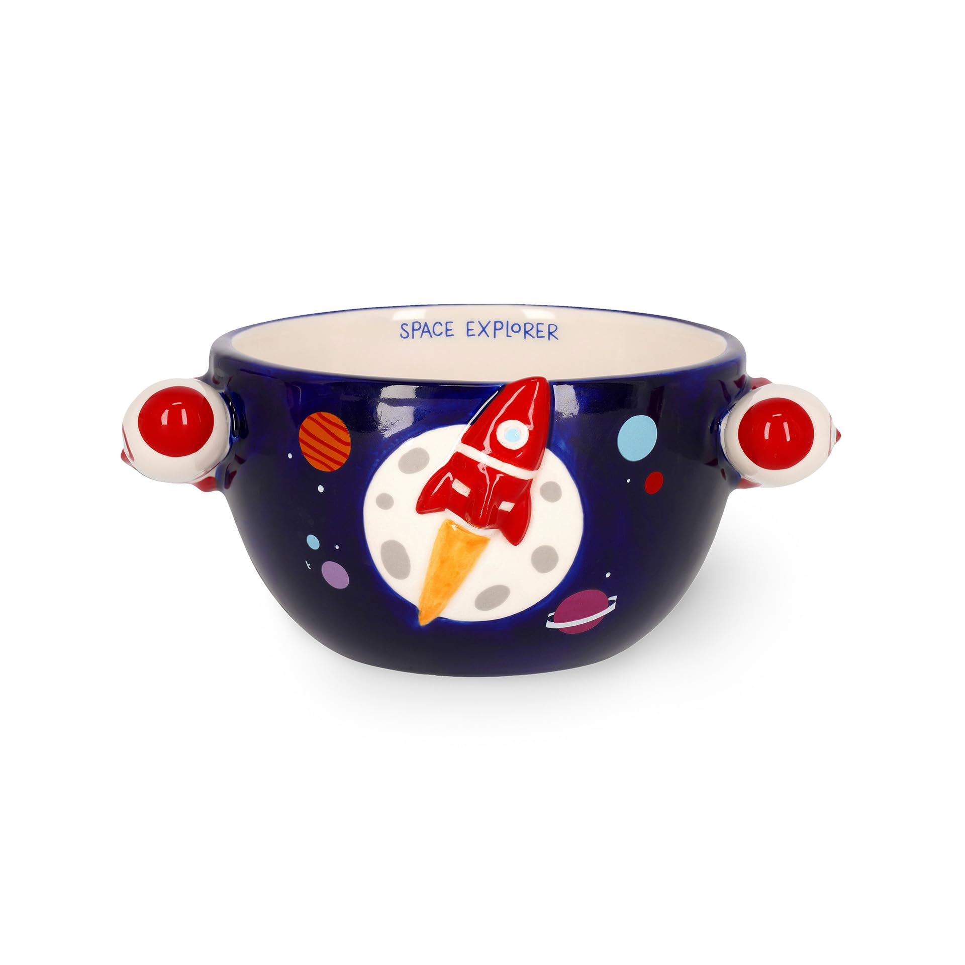 Legami - Stoneware Mug for Cereals Good Morning! Space Theme, Breakfast Cup, Microwave-Safe, Dishwasher Safe, Capacity up to 400 ml, 12 x 9 cm