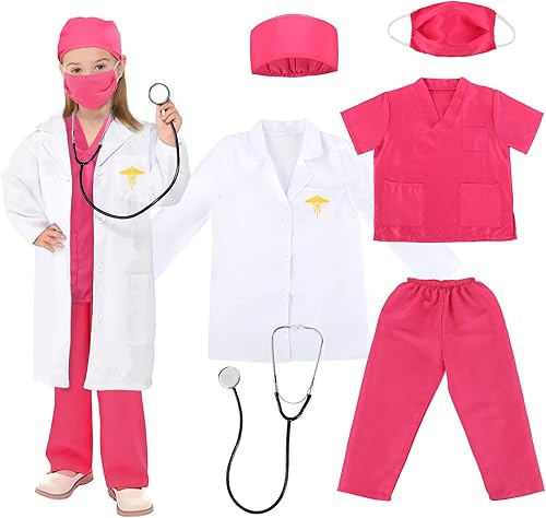 Acecharming Disfraz de médico para niños, disfraz para niñas para Halloween, fiesta de cosplay, juego de rol