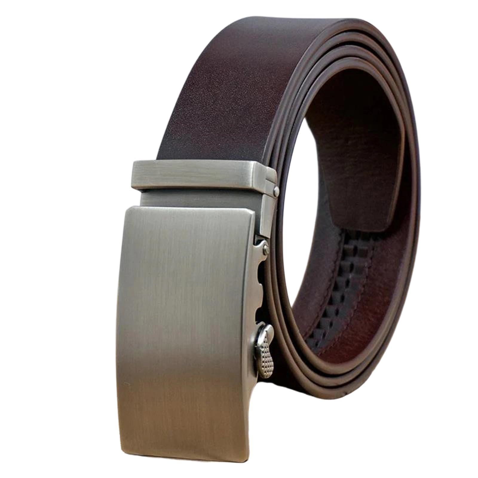 Yeuyyben Cinturón de piel auténtica para hombre, hebilla automática, sin agujero, ajustable, para negocios, casual, cinturón de cintura