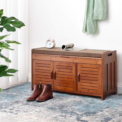 Miniatura 4 de JOYGOOD Bancos de almacenamiento Zapatero Banco de asiento para botas Banco de botas de estilo chino Estante de zapatos de entrada vintage Pasillo