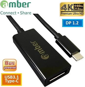 USB Type-C Male to DisplayPort DP Female Adapter Converter Amber CU3-ADP1 with 4 in Cable