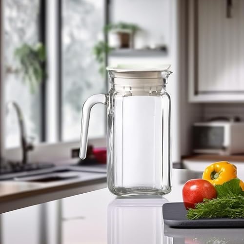 Miniatura 5 de Amici Home Italian Igloo Quadra - Jarra de vidrio con tapa y boquilla, 17 onzas, jarra de agua de vidrio transparente para refrigerador, jarra para