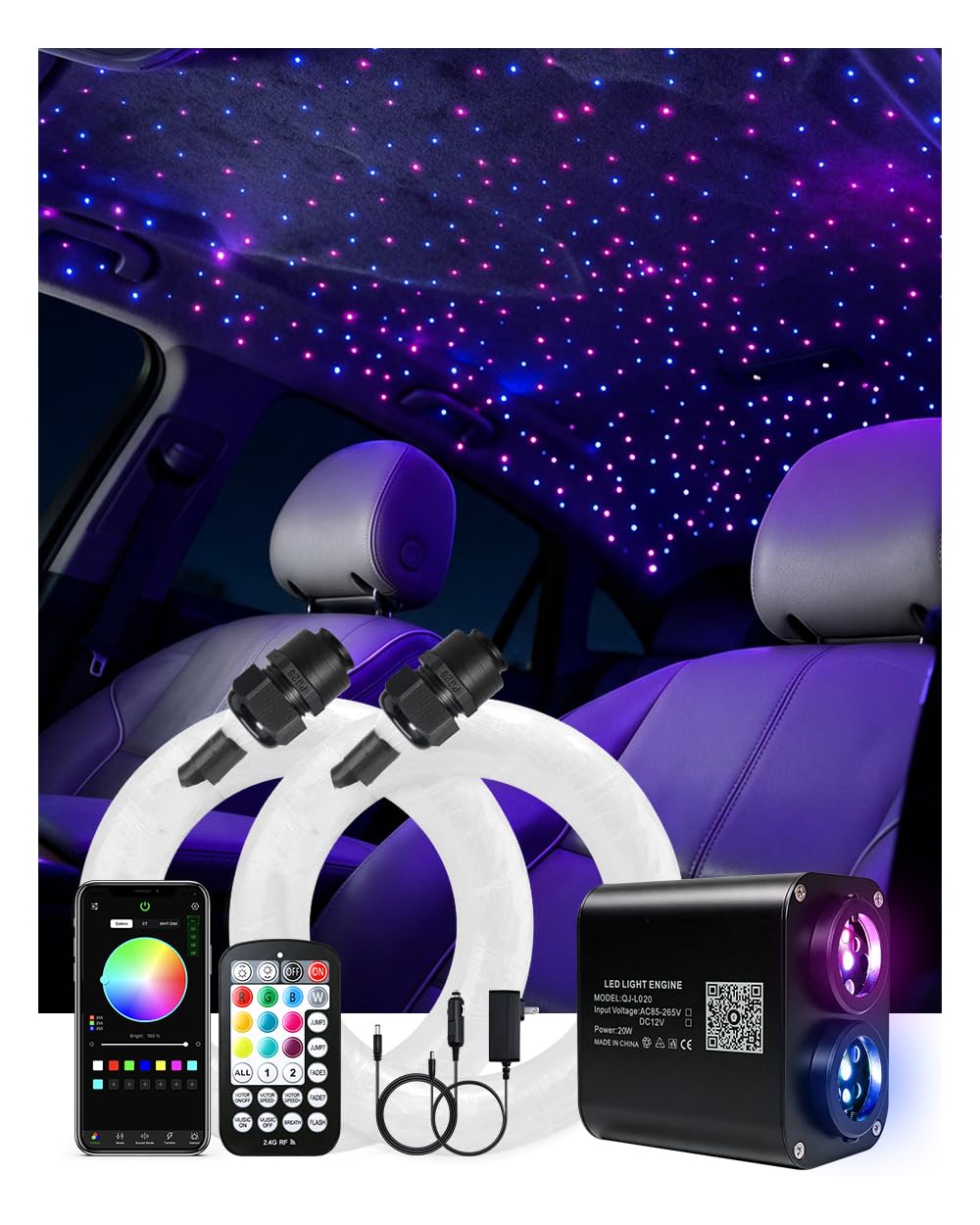 AKEPO Twinkle Starlight Headliner Kit-750pcs Mixed 9.8ft/3m, 20W Dual Color