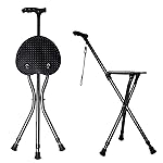 Yayayo Hold 440 lbs Folding Canes with Seat Walking Stick Height Adjustment Cane Seat Capacity Frosted Handle with Magnetic Therapy Stone Crutches Stool