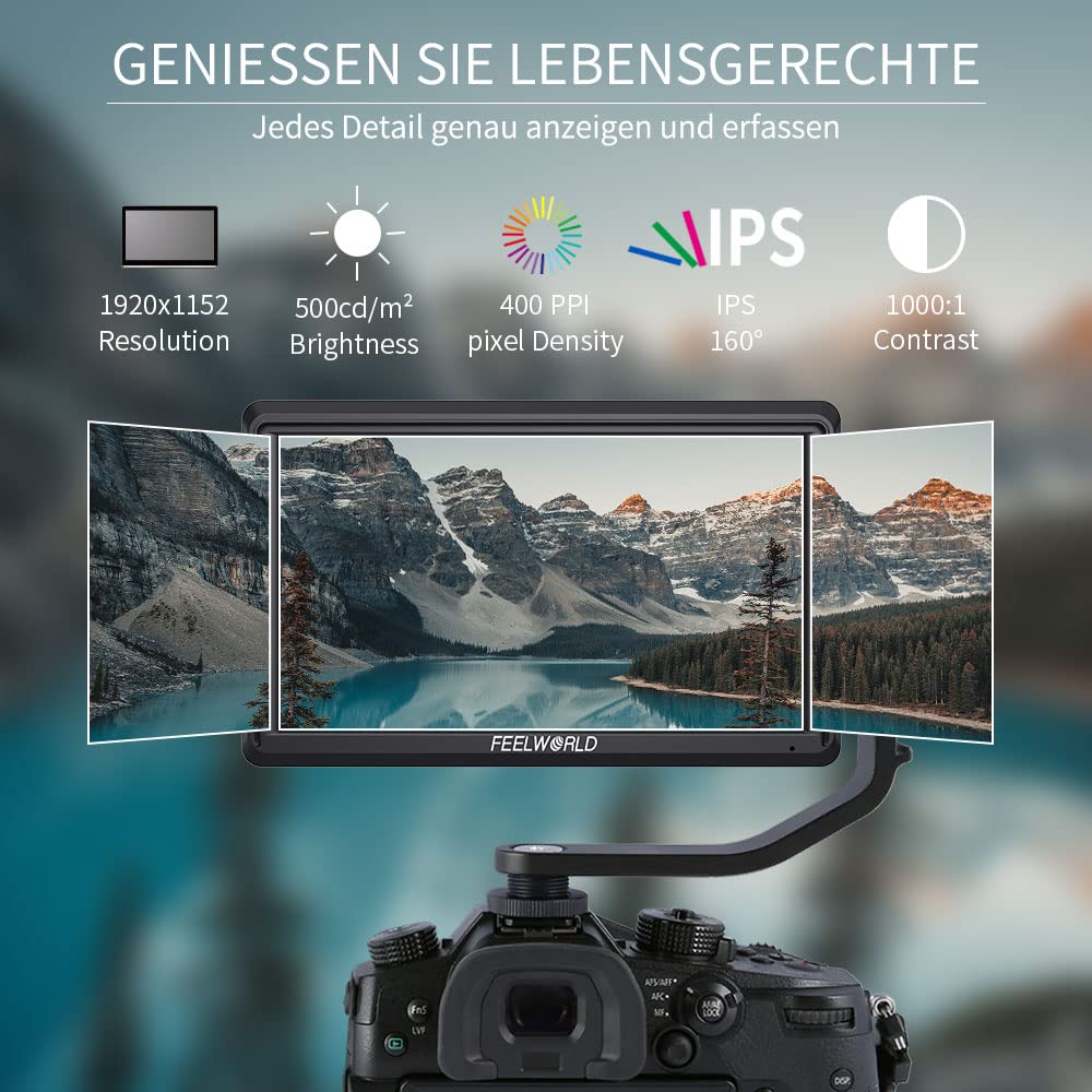 FEELWORLD FW568V2 DSLR Field Monitor 5,5 pollici 3D LUT Waveform Vector Scope 1920x1152 4K Schermo HDMI con parasole per stabilizzatore